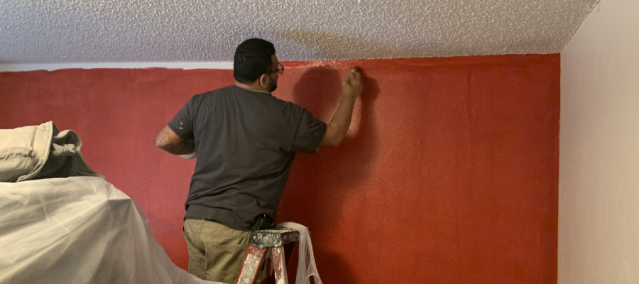 painting a feature wall in the bedroom