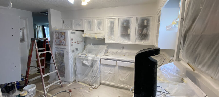 kitchen painted in white